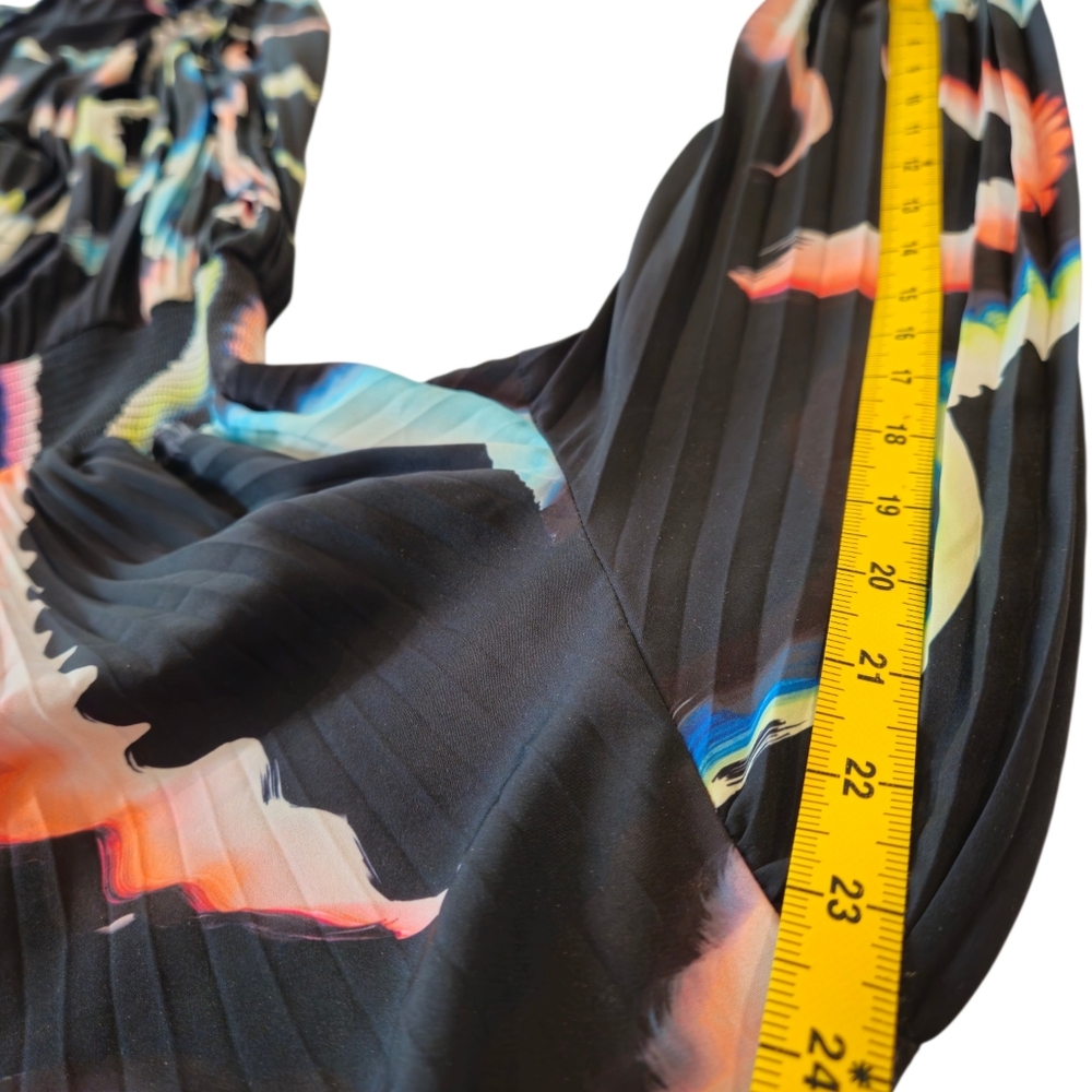 A.L.C. Leah Abstract Print Maxi Dress Size 0 Black Multicolor Long Sleeve $895 - Picture 13 of 16